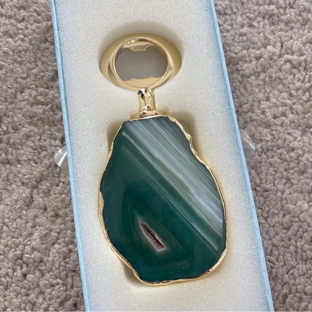 Natural Green Agate Bottle Opener NWT